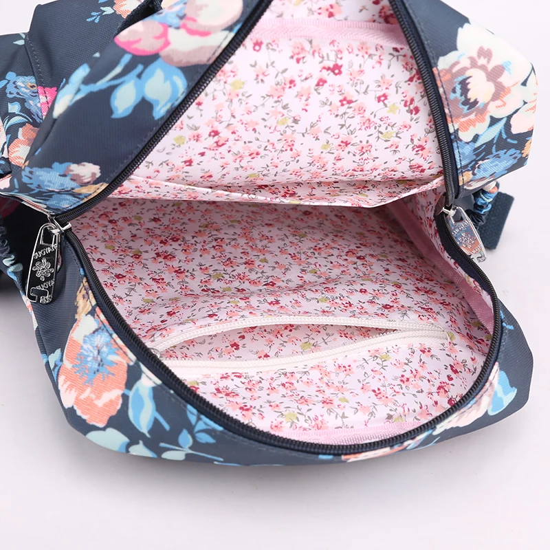 Fashion Floral Pattern Women Small Backpack High Quality Waterproof Fabric Shopping Backpack Pretty Style Girls Daypack SAC