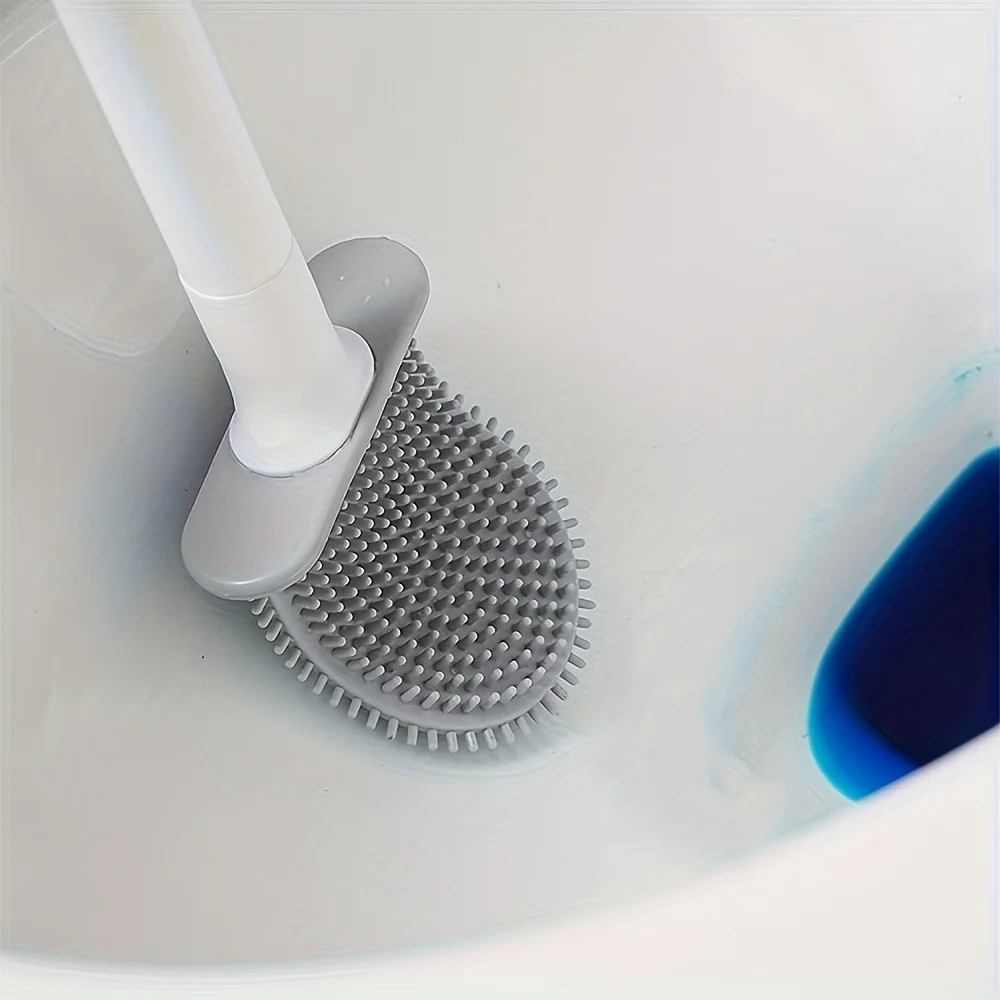 1 Stück Haushalts-Toilettenbürste, an der Wand montierte Badezimmer-Reinigungsbürste, kein Strom erforderlich, Reinigungswerkzeug für Badezimmerzubehör – Detail 4