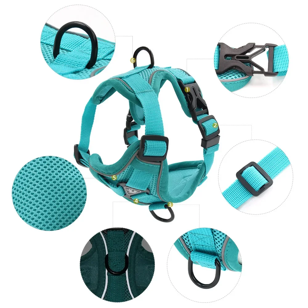 Pet Reflective Nylon Dog Harness No Pull Adjustable Medium Large Naughty Dog Vest Safety Vehicular Lead Walking Running