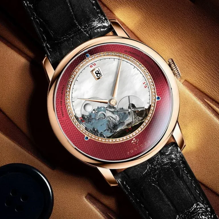 PONIGER Orologio automatico da uomo 41MM Orologio da polso meccanico di lusso 50M Impermeabile Zaffiro Girevole Mulino a vento Secondo quadrante