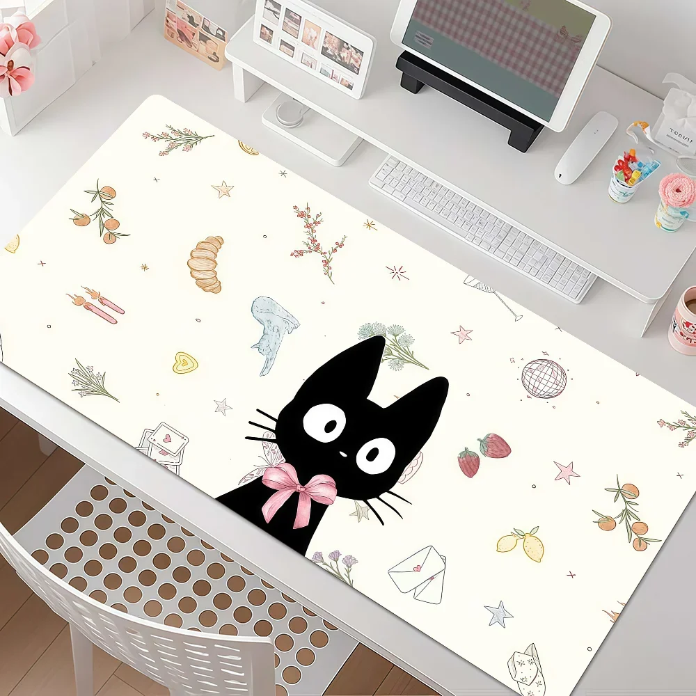 Cartoon Creepy Black Cat J-Jiji Mouse Pad Anti Slip Rubber Edge Locked Thickened Laptop Gaming Desk Mat