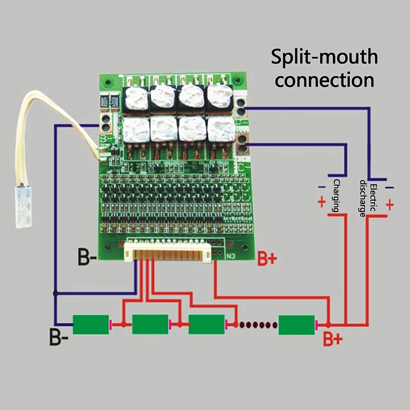 لوح حماية بطارية الليثيوم مكون من 13 خلايا، أداة لوحة حماية البطارية بمنفذ شحن منفصل