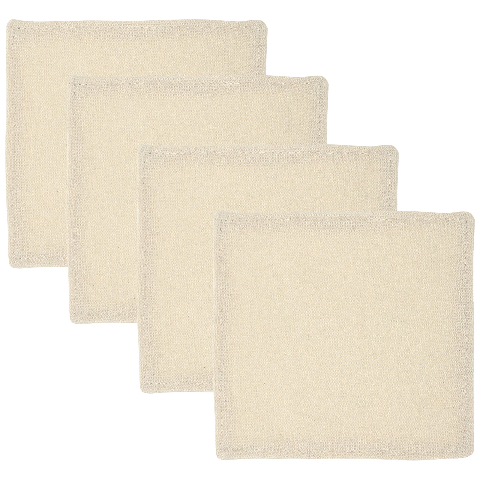 

4 Pcs Japanese Simple Canvas Heat-insulating and Water-absorbent Coasters 4pcs White Cup Decorative Desktop Square Mat