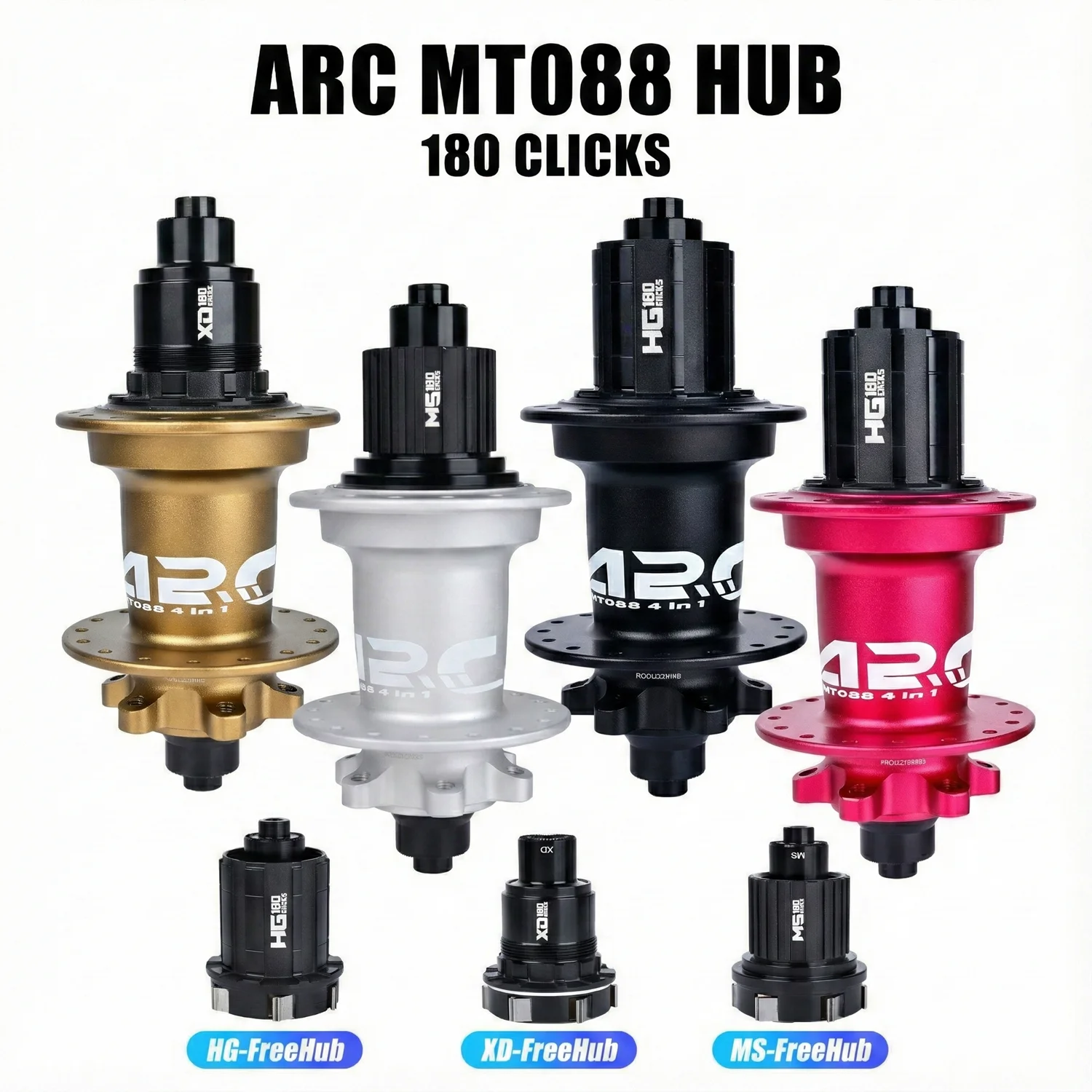 ARC MT088 MTB Hub 6 Pawls 180 Clicks 32H Disc Brake Bicycle Hub HG XD MS 8 9 10 11 12 Speed Ultra-Smooth Bearing Hub QR Thru Axl