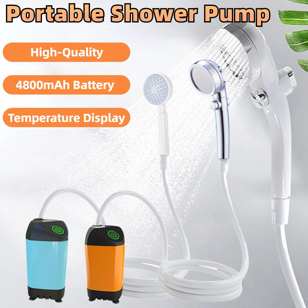 Outdoor Camping Shower Portable Electric Shower Pump with Digital Display IPX7 Waterproof  for Camping Hiking Travel Equipment