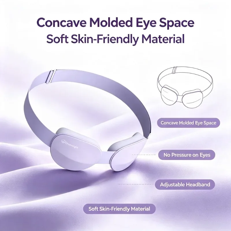 Dreamlight 3D Stereoscopic Sleep Eye Mask Full Blackout Adjustable Portable Travel Blindfold Concave Molded Soft Comfortable Eye