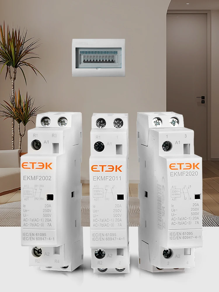 ETEK Modular AC contattore Din Rail Household 220v monofase 2P 2no 2nc 1no 1nc 25A 20A 16A per automazione EKMF