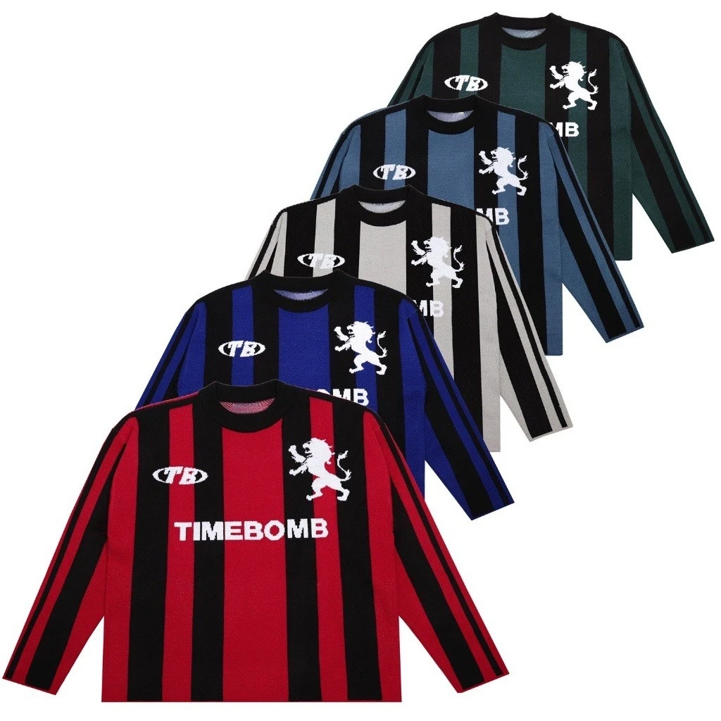 Sudadera de cuello redondo con letras de bloques de Color a rayas de estilo americano para mujer, Top deportivo para parejas, ropa de calle de moda