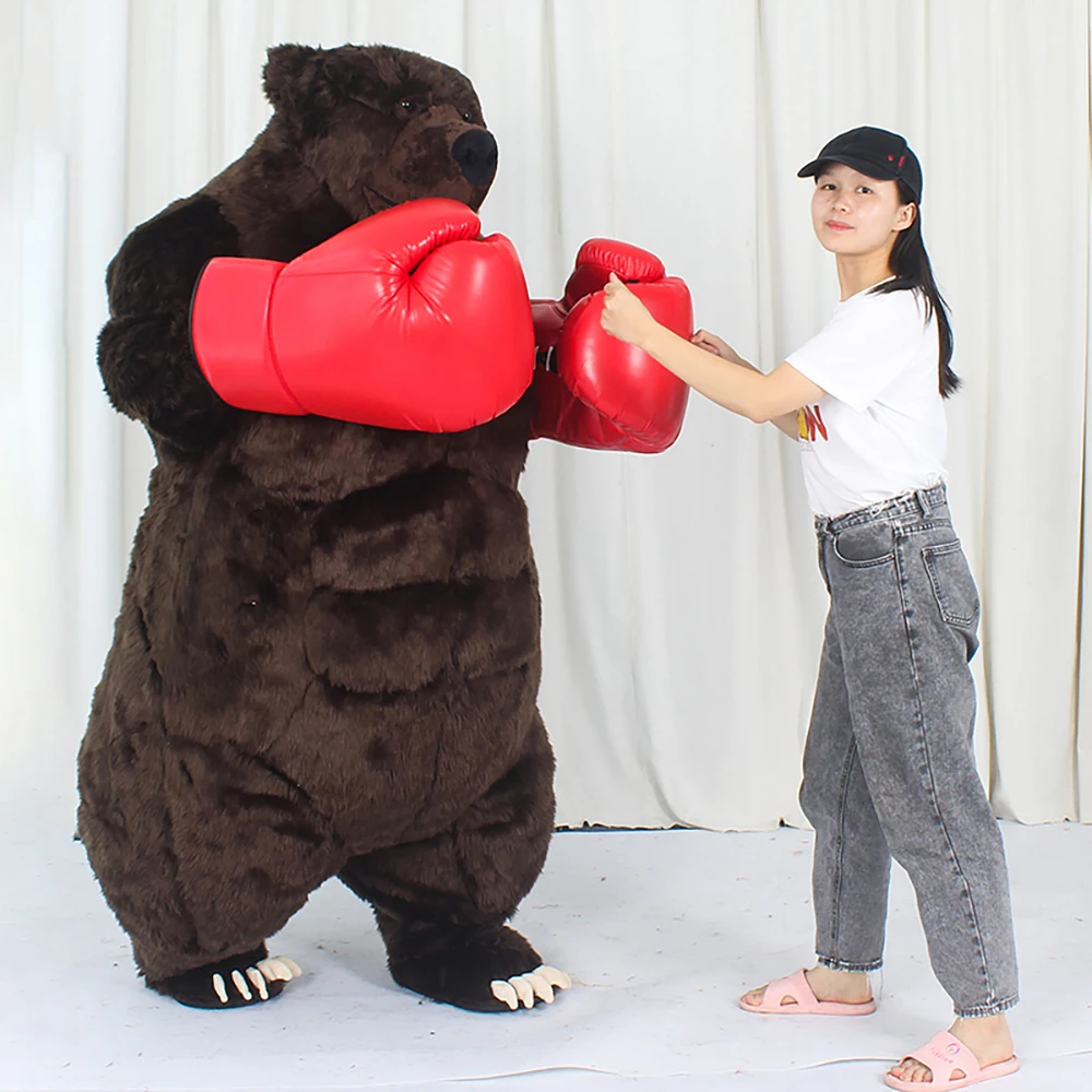 2m Plush Inflatable Boxing Bear Costume Mascot for Adult Fursuit Halloween Advertising Perform Cos Party Furry Carnival Costume