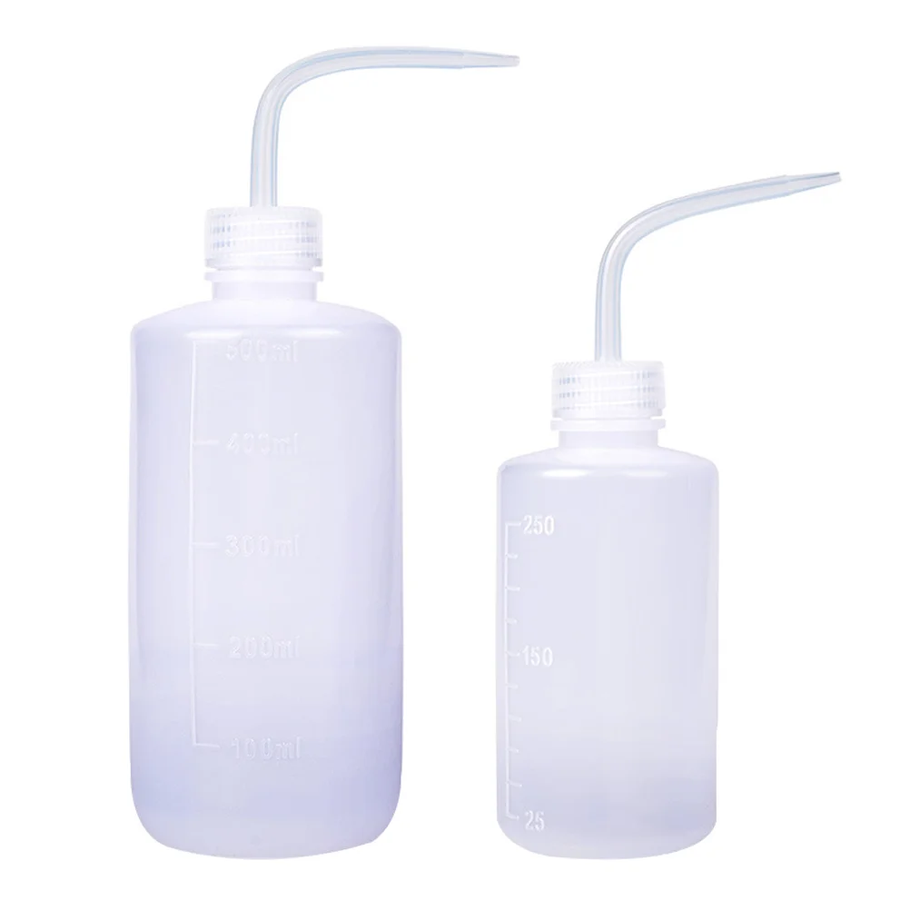 

2pcs Squeeze Bottles Clean Extrusion Bottle Safety Plastic Wash Bottle Clear Scale Bend Nozzle Lightweight for Tattoo