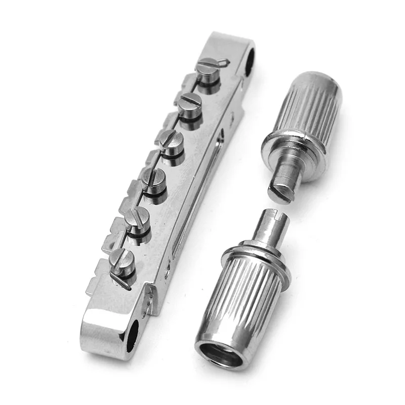 A Set Chrome String Bridge Saddle Tune-O-Matic Bridge Tailpiece for GB LP Style Electric Guitar Parts Accessories