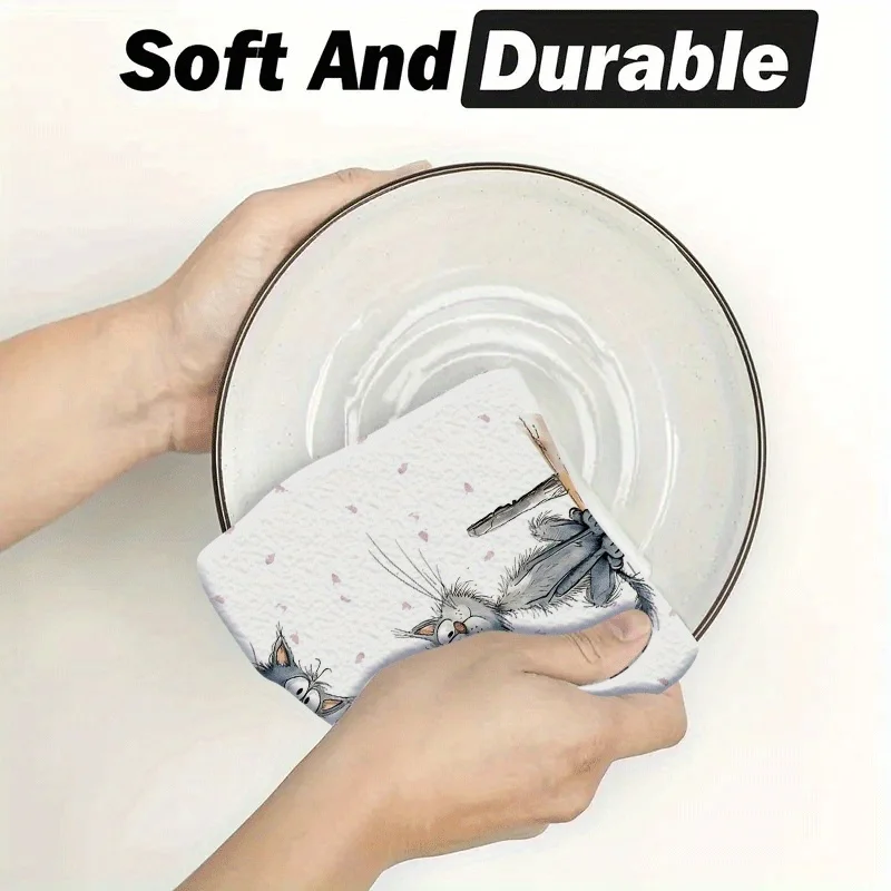 مناشف الأطباق القط ابتسامة البتلة خلفية ستوكات ماصة المطبخ منشفة اليد المنزل الطبخ الحمام تنظيف اللوازم المنزلية