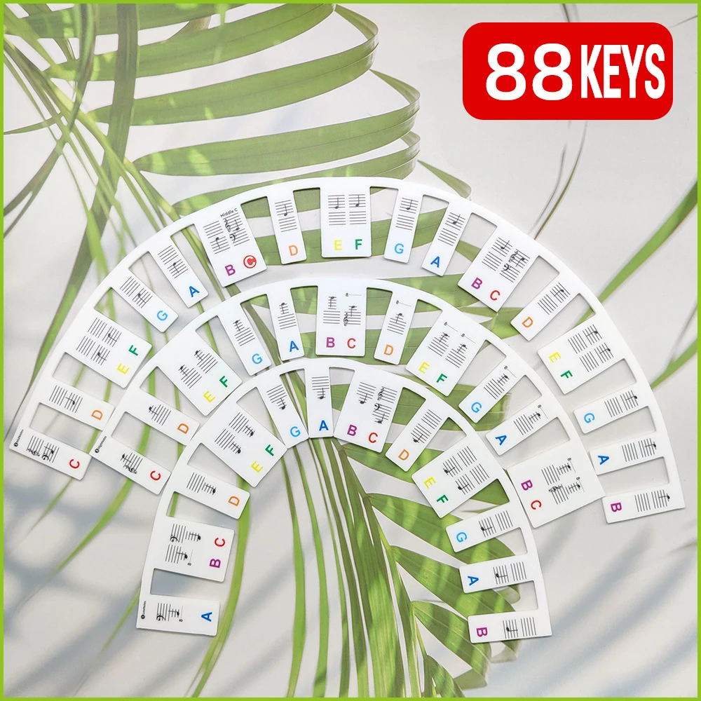 61/88 Keys Piano Keyboard Stickers, Removable Piano Keyboard Note Labels for Learning Piano Notes Guide for Beginner