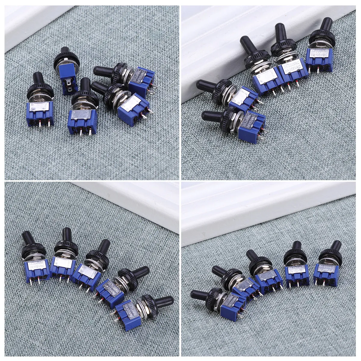 5 on Off Mini Small Toggle Switch Blue 2 Terminals Rated Voltage 125Vac 6A 250Vac 3A Waterproof Cover Portable