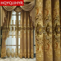 Europe Luxury Style Embroidery Chenille Blackout Curtain High Quality Decoration Living Room Dining Room Bedroom Valance Curtain