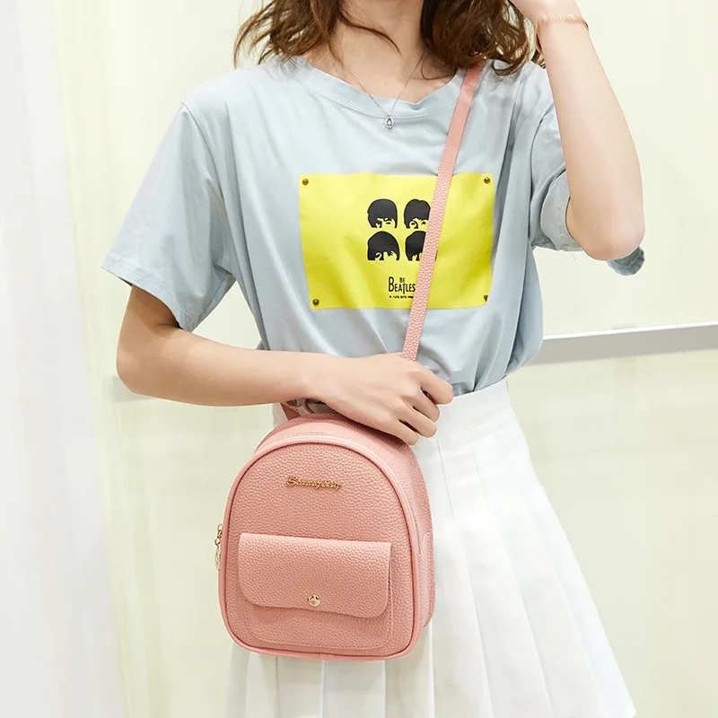 Women\'s bag 2024 new small fresh and cute letter mark backpack fashionable lychee pattern single shoulder oblique span small ba4