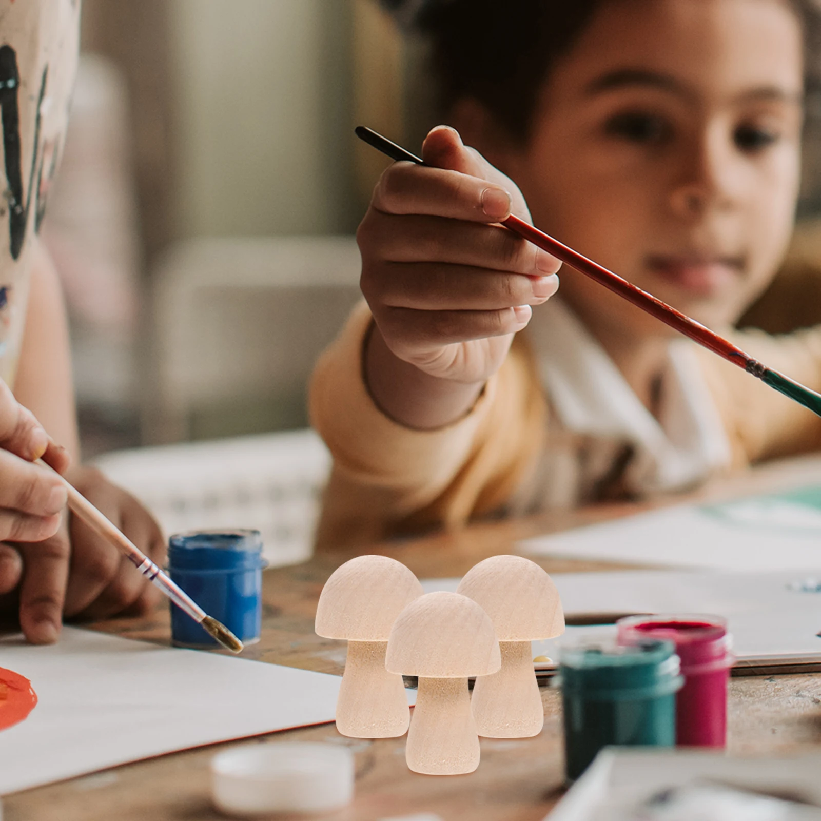 

10pcs Creative Mushroom Models Unfinished Wooden Graffiti Adorn Diy Painting For Adults Mini Home Desktop Decoration Blank