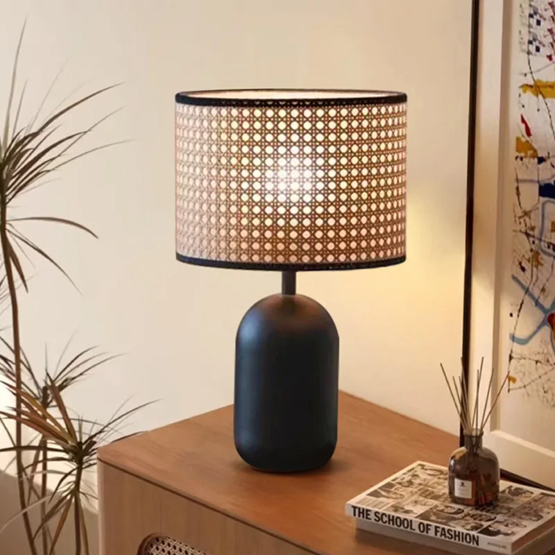 Rattan Lamp Shade Table Lamp Chandelier E27 Hexagonal Grid Chequered Braided Lamp Shade Light Cover Light Shade