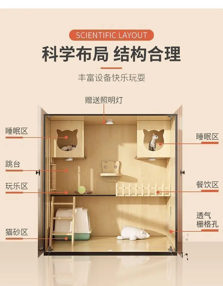 

Cabinet Cat Villa Pet Cabinet Household Cage House Large Indoor House Cat Nest Villa
