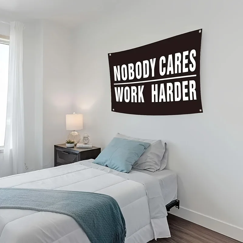 Motivational Tapestry with a Bold Statement Inspiring Dedication and Hard Work in Any Space