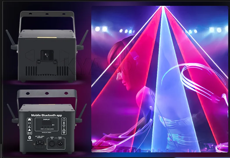RGB Vollfarbige Animations-Laserbeleuchtung Bluetooth APP DMX512 DJ Bar Club Konzert Bühnen-Projektor 3W 5W – Detail 6