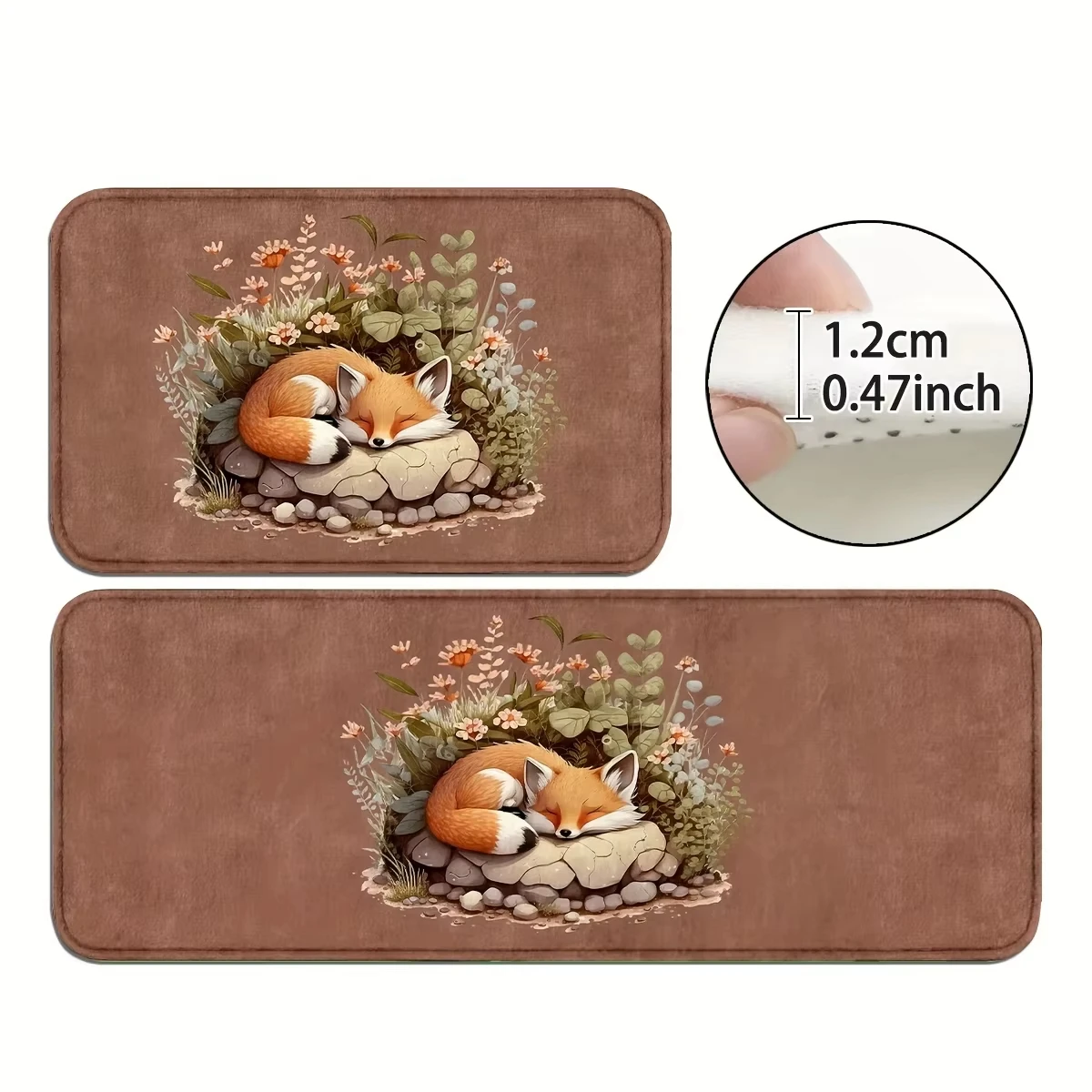 VIKAMA Coffee-colored fox-patterned carpet for indoor floor mats, welcome mats, bedroom carpet, living room carpet, home carpet