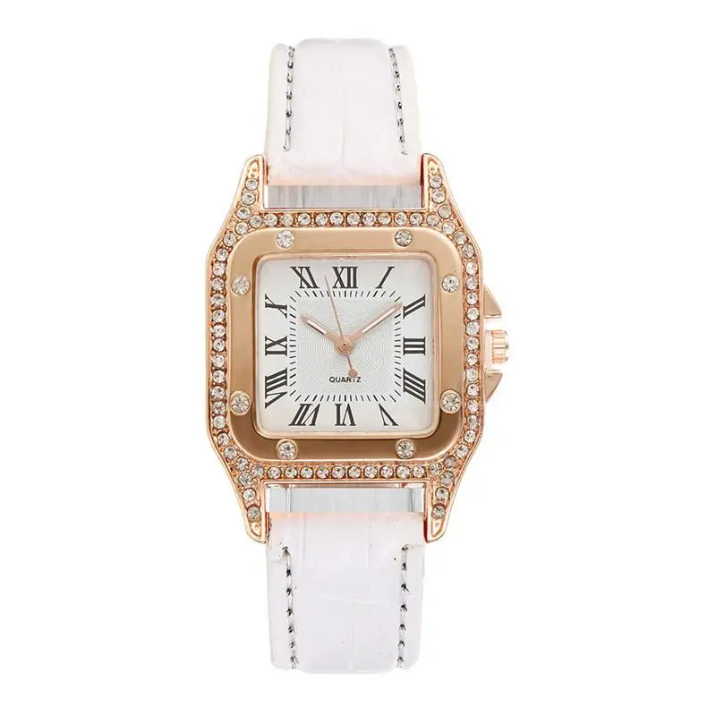 Women\'s watches trend fashion square case ladies quartz watch square diamond belt small square watch wristwatch set