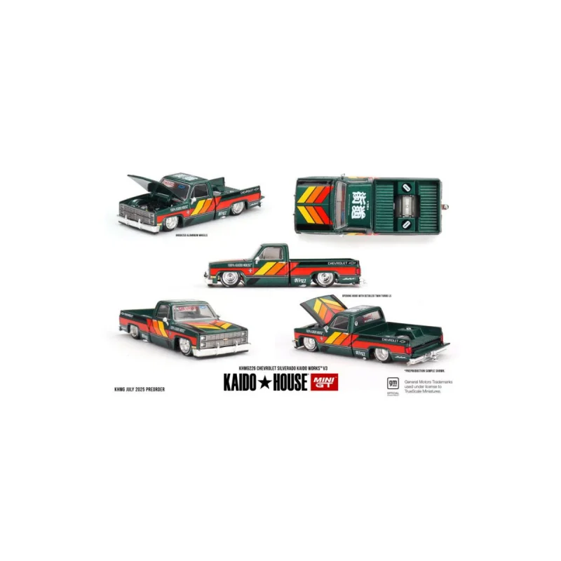 

MINI GT 1:64 KAIDO House Nissan R34 KPGC10 car model Silverado Datsan 510