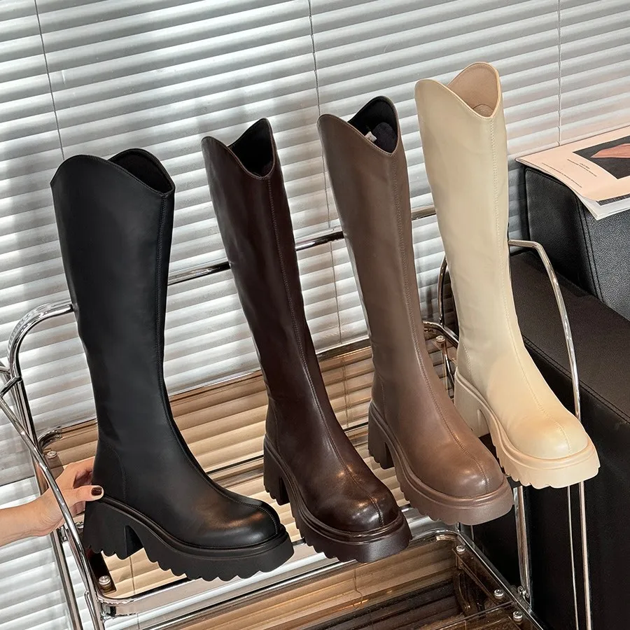 

Long leg knight boots for women in autumn and winter 2025 with plush cotton shoes and high leg boots