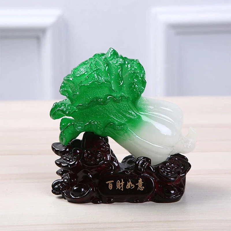 New Housewarming Home Gift Jade Cabbage Figurines Lucky Mascot Ornaments Chinese Office Home Decoration Accessories