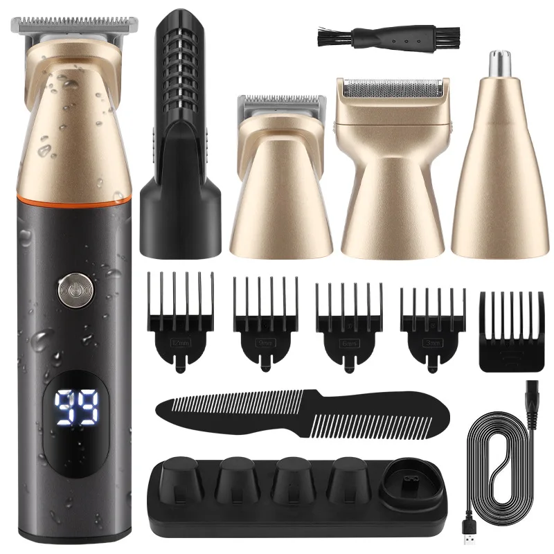 

RESUXI Professional Multifunction 5 in 1 Hair Trimmer LCD Display Hair Clipper Barber Hair Cutting Machine Men's Electric Shaver