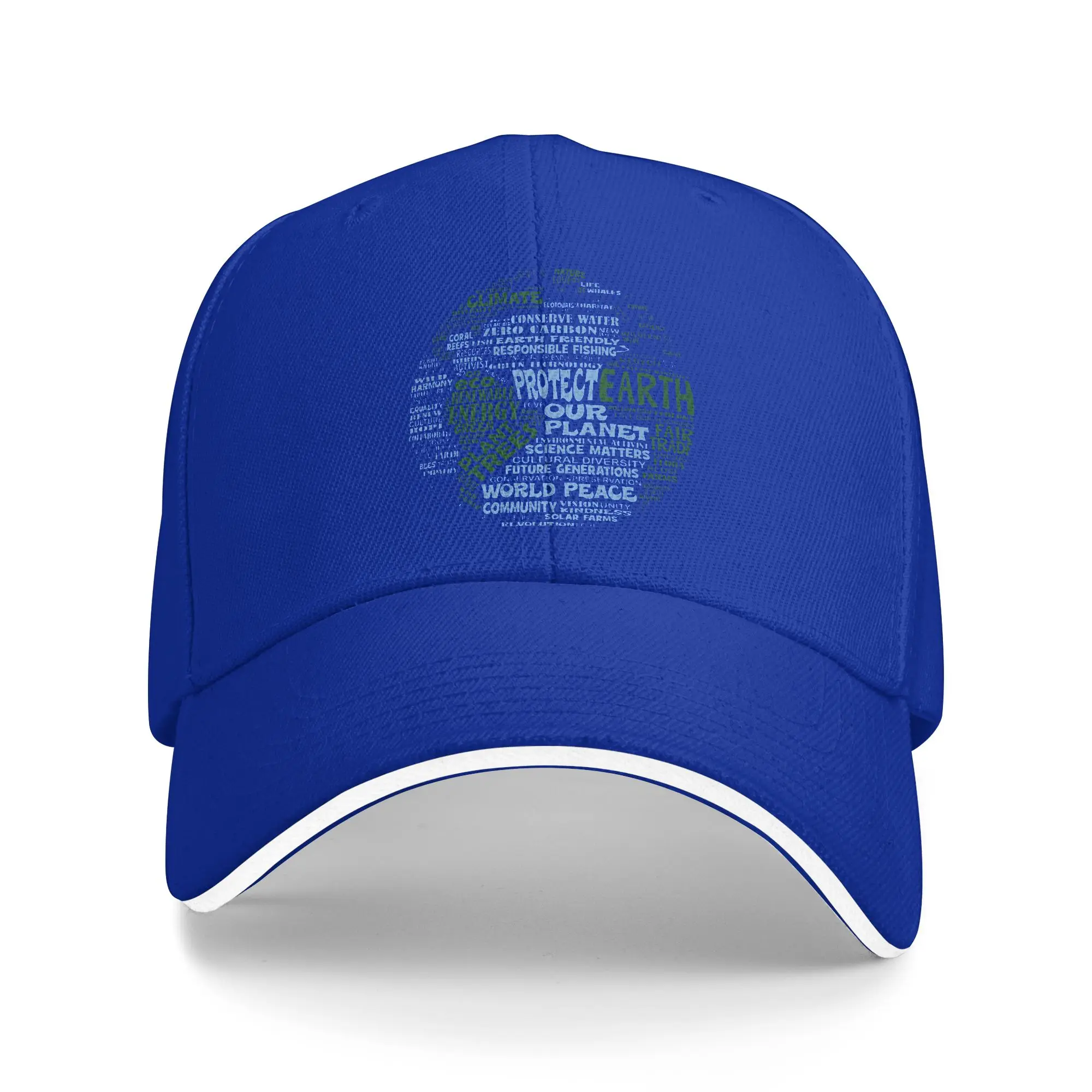 Save Earth - Protect Earth - Word Cloud Baseball Cap Hip Hop  Sandwich Cap for Men Women Adjustable Sun Cap Workouts