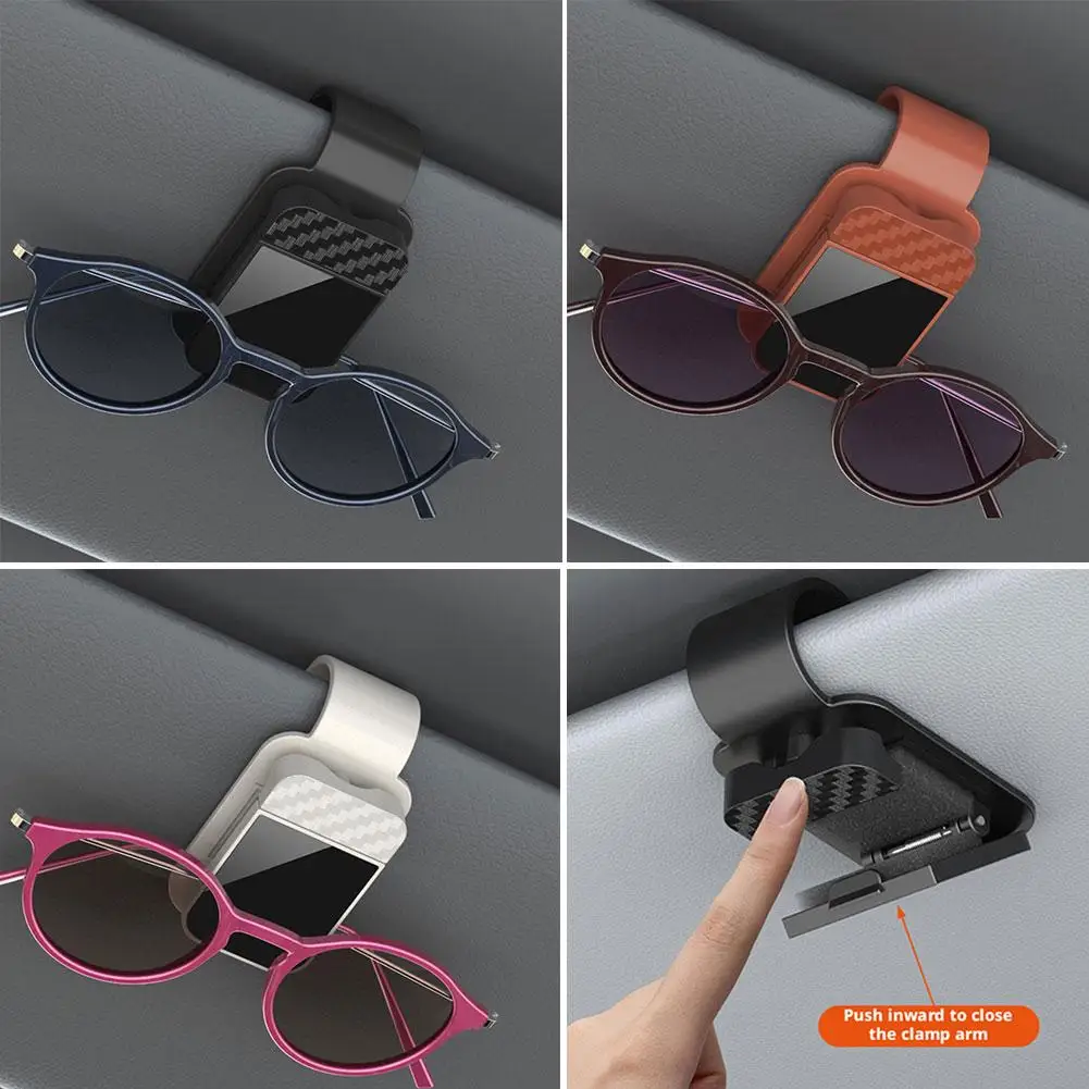 Viseira do carro óculos clipe de fibra carbono imprensa para abrir multicolorido óculos titular para acessório interior do carro óculos w2l5