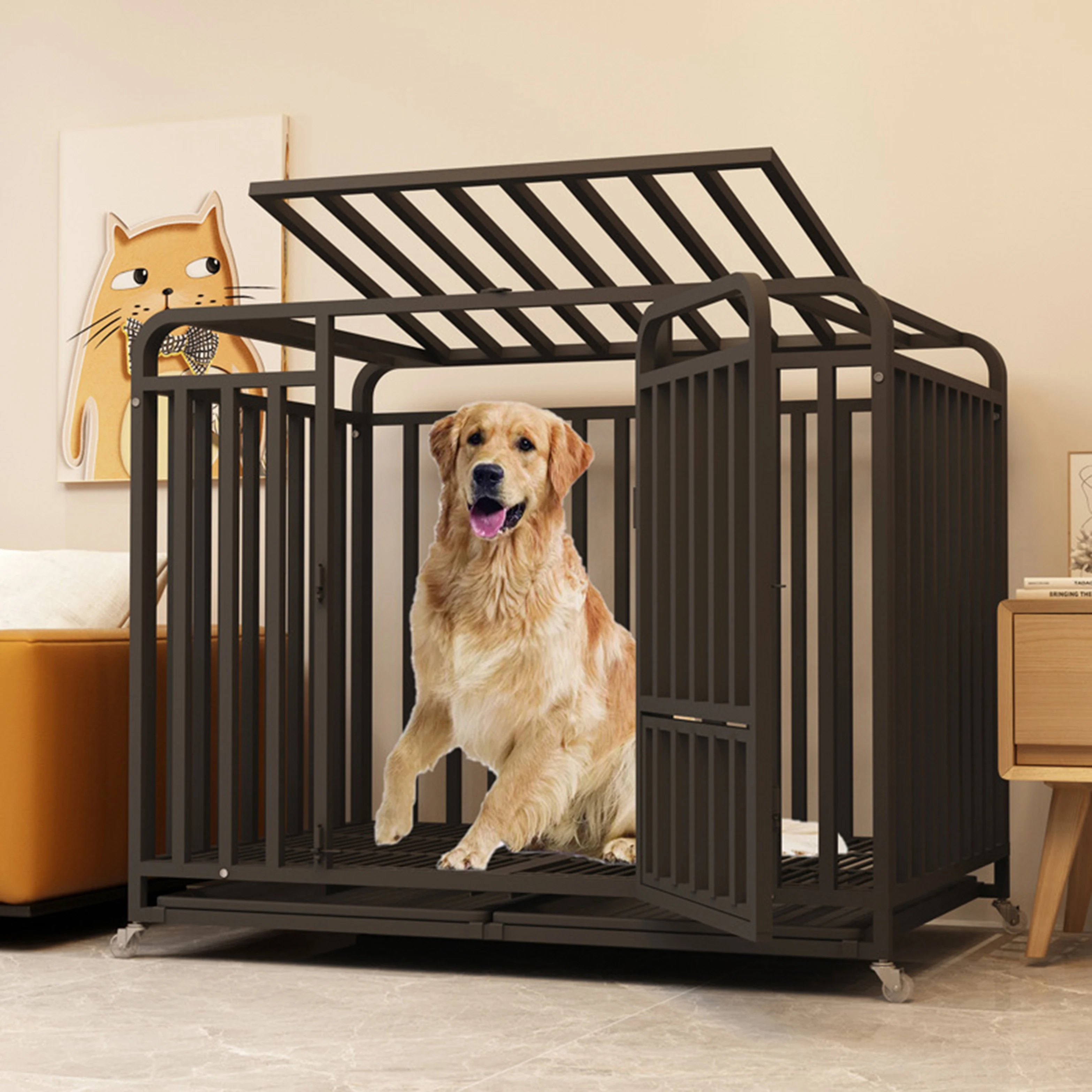 

Wholesale Dog Cage Large Dog Iron Cage Puppy House Indoor Pet Cage Big Strong Metal Iron House With Door