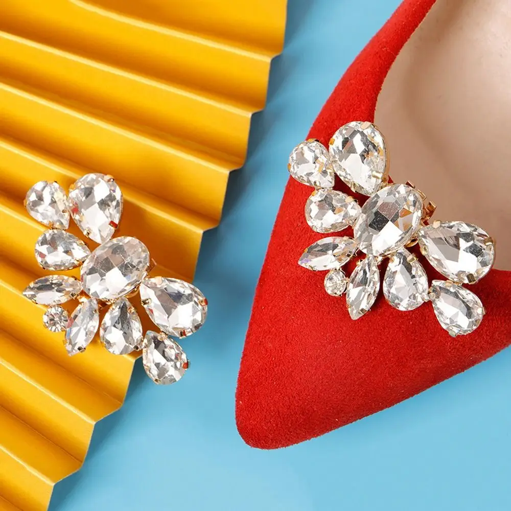 2pcs Shoe Clip Charm Buckle Charms Jewelry Rhinestones Crystal Shoes Decorations High Heel Wedding Women Lady Bride Shoes
