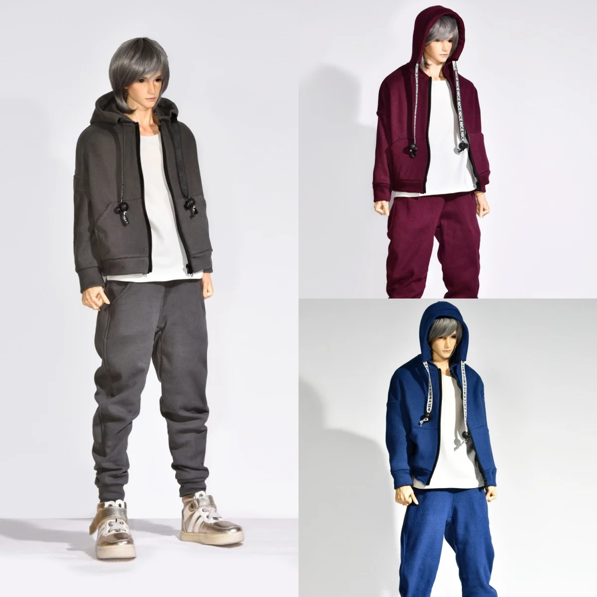 

[Only Selling Clothes ] Big Size Doll 1/3 1/4 Scale Vest Casual Hoodie Hooded Loose Jacket Pants Set for BJD Action Figure Body
