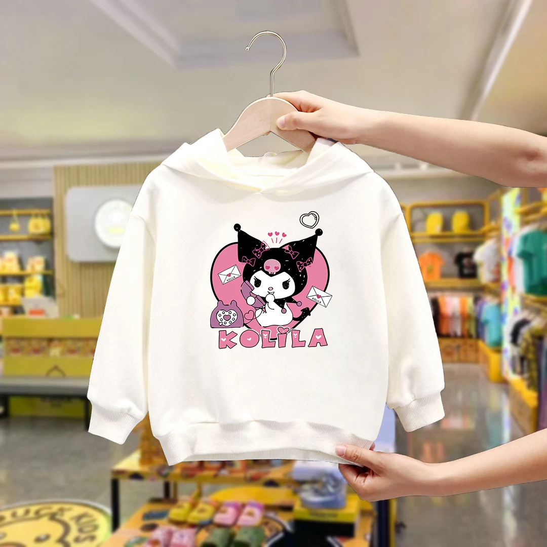 

Детская толстовка с принтом Sanrio Kuromi, осенне-зимняя модная толстовка с длинными рукавами, повседневный и удобный топ