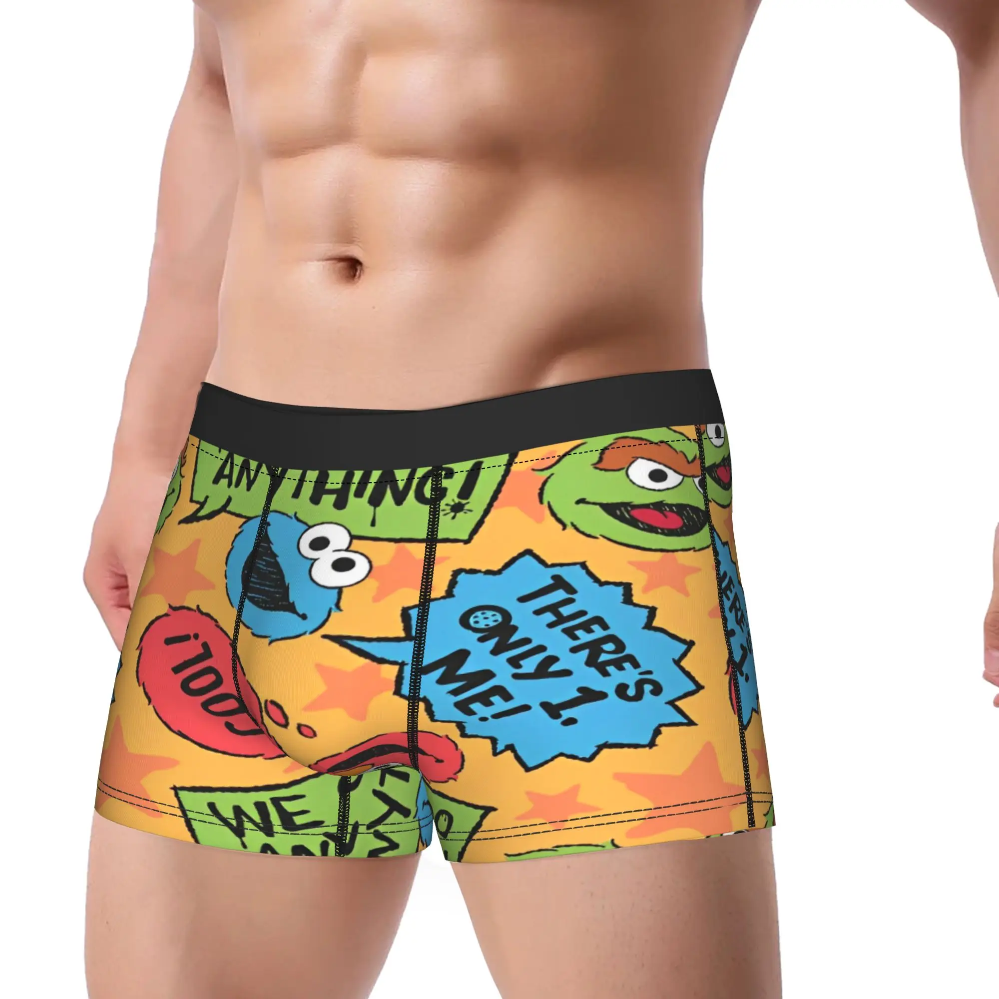 Sesames Streets Underwear  Men Panties Pattern Comfortable Boxershorts Trenky Boxer Brief Plus Size 2XL