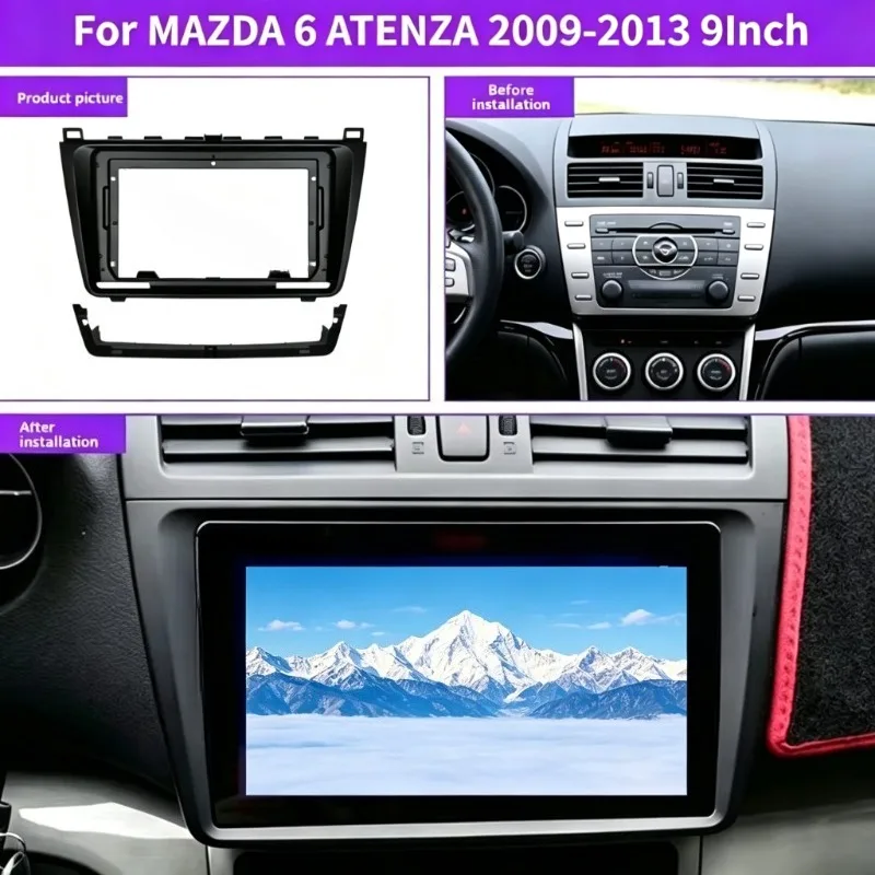 For MAZDA 6 ATENZA 2009-2013 9Inch 2Din Car Audio Frame Dashboard Modification Navigation Panel