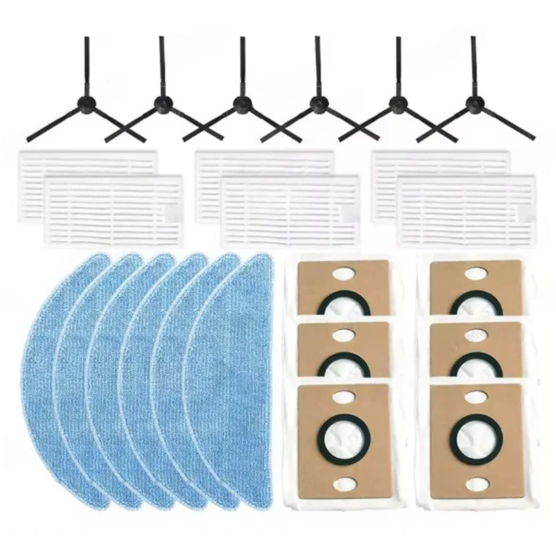 A05G-24PCS ل Ilife G9 / G9 Pro / V9 / V9 Pro / A12 Pro قطع غيار فراغ الجانب فرشاة كيس لجميع الغبار تصفية ممسحة القماش