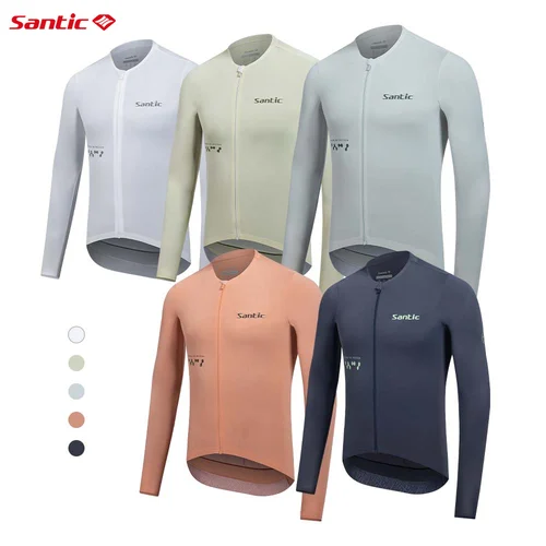 Santic-camisetas de ciclismo para hombre, camisetas transpirables de manga larga para bicicleta, camisetas de ciclismo profesionales con protector solar TM25C01182