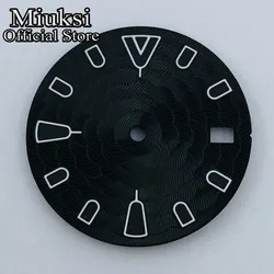 Miuksi 28.5mm black sterile watch dial green luminous fit NH34 NH35 movement fit 3/3.8/4.2 o'clock crown