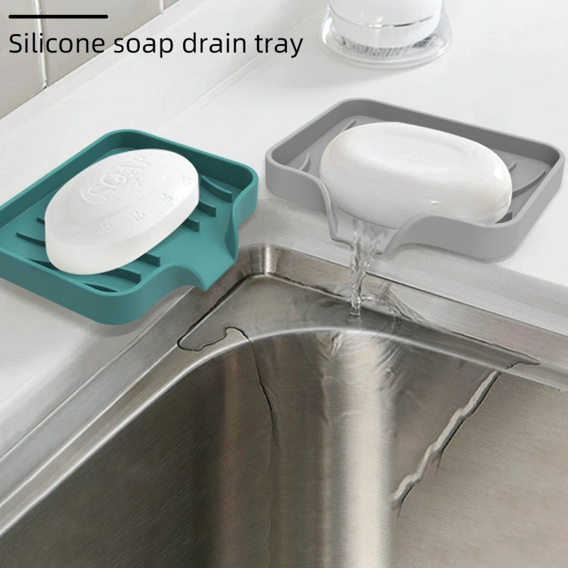 Confezione da 1 scatola di sapone di scarico in Silicone cucina bagno vassoio per lavello antiscivolo tavolo di lavaggio creativo vassoio di sapone Free Punch Drain Rack