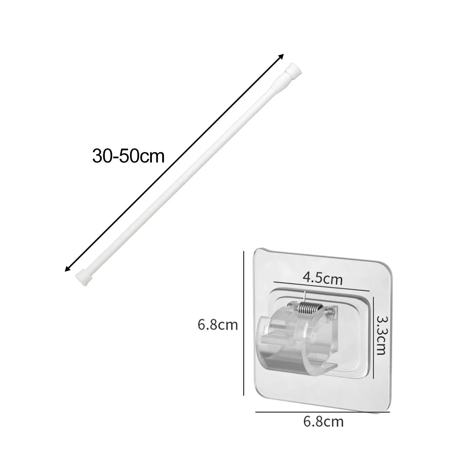 Telescopic Curtain Rod White Easy Install for Closet Curtain Pole Shower Curtain Rod Tension Rod for Home Doorway Cupboard