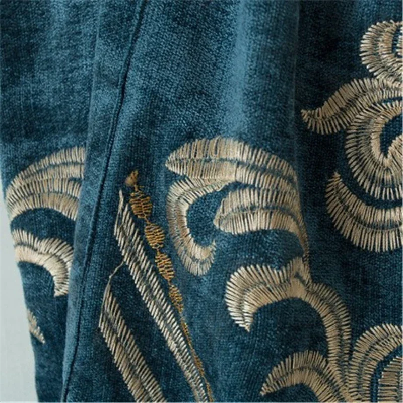 Green brown purple 3-color European luxury embroidery Blackout curtains for Living Room high quality custom curtains for Bedroom