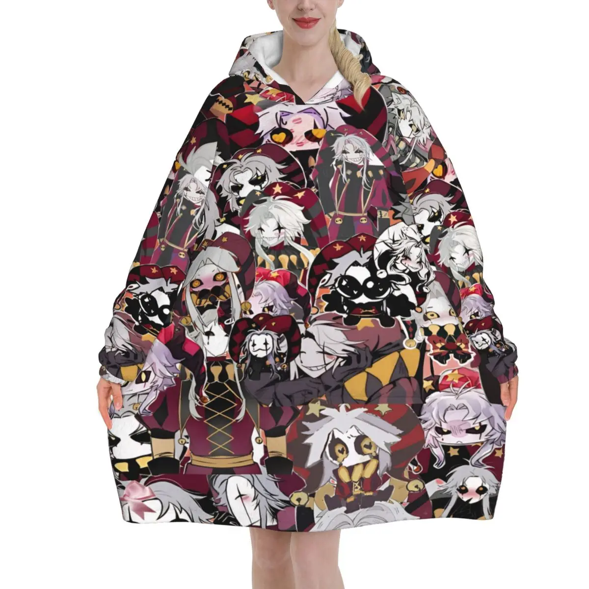 Pierrots The Freak Circus Oversized Blanket Hoodie Sweatshirt Long Fleece Hooded Wearable Blanket with Large Pocket