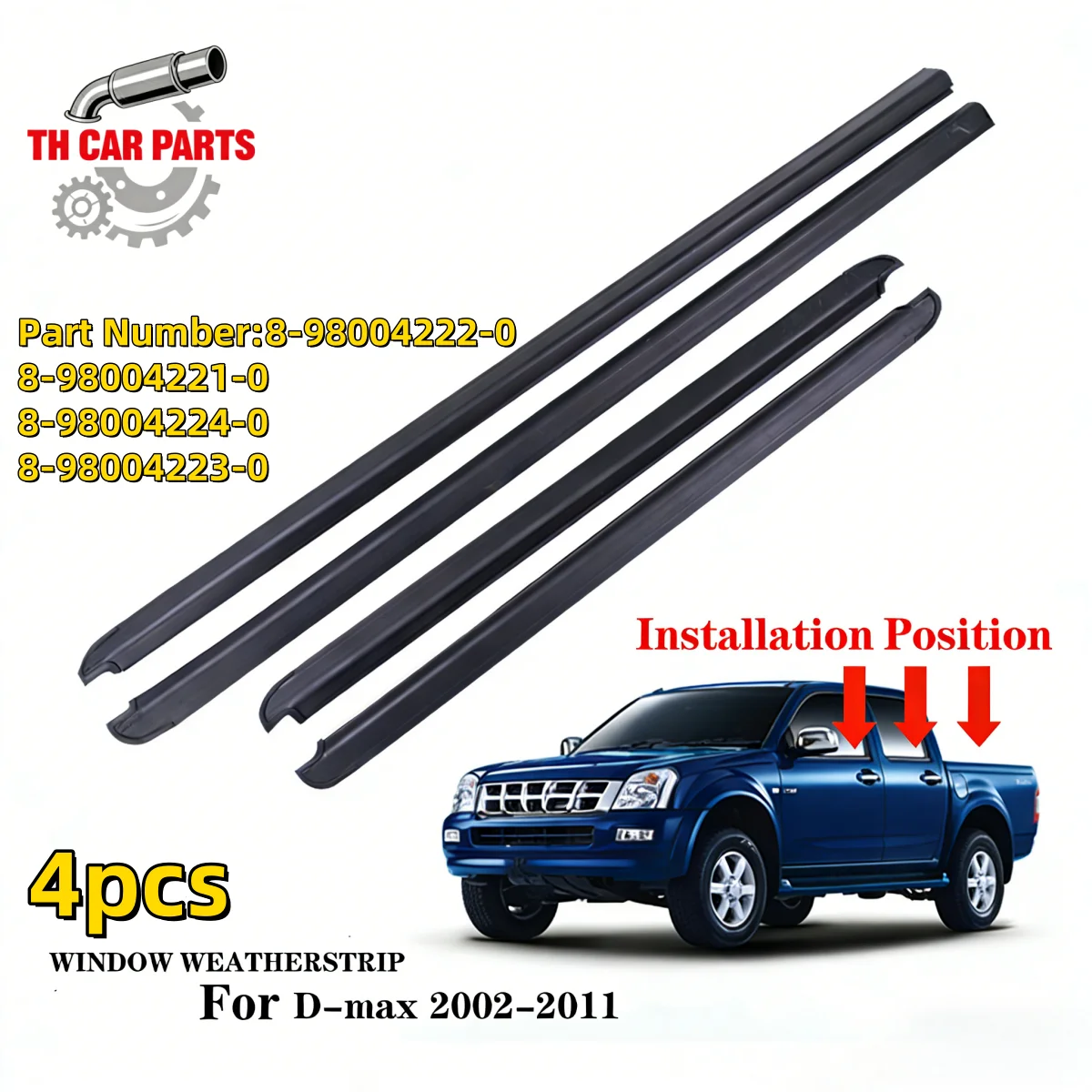 

Car Window Weatherstrip For 2002-2011 Isuzu Dmax Car Window Moulding Trim 8-98004222-0 8-98004221-0 8-98004224-0 8-98004223-0