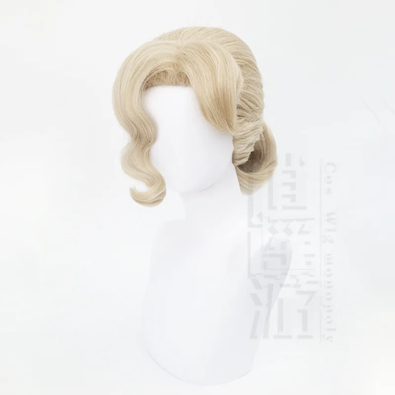 Perfumer Vera Nair Wig Cosplay, permainan identitas V cahaya emas coklat rambut sintetis tahan panas pesta Halloween wig COS + topi Wig