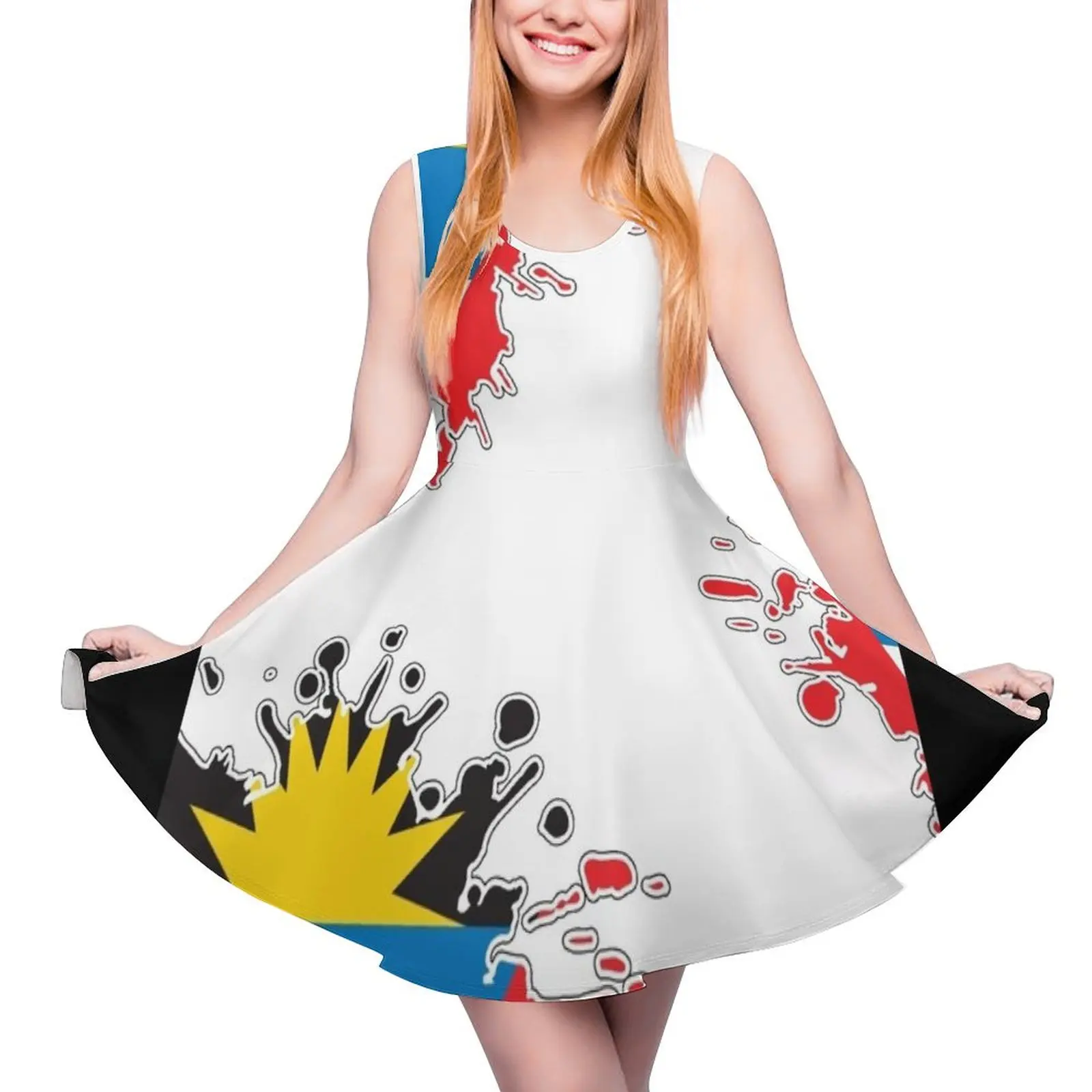 

Antigua and Barbuda National Flag Splash Sleeveless Dress dress for women 2024 Dress women women long dresses