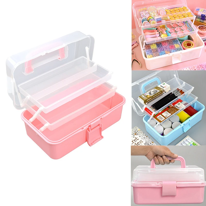 Portable Storage Box Foldable For Stamp Wax Scrapbook Storage Transparent Large Hairpin Box Makeup Organizer Nail Jewelry Box